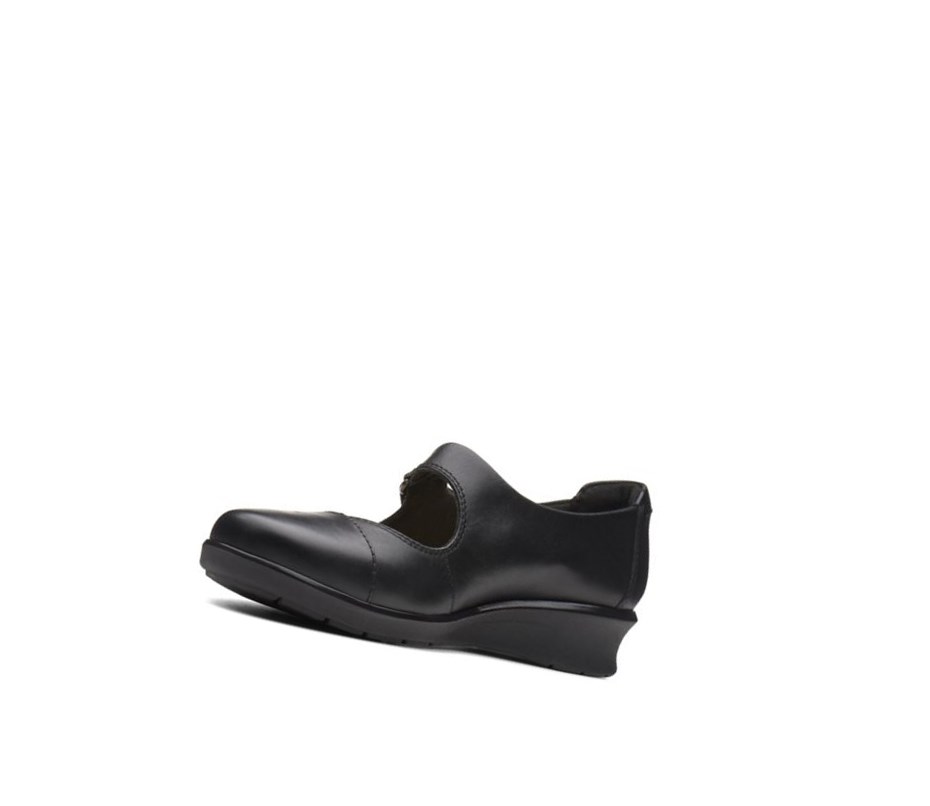 Buty Płaskie Clarks Hope Henley Skórzane Damskie Czarne | VATQWK012