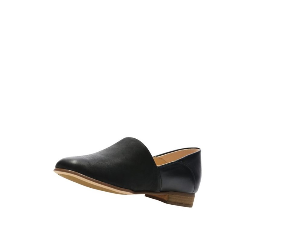 Buty Płaskie Clarks Pure Tone Slip On Skórzane Damskie Czarne | JDAWLR071