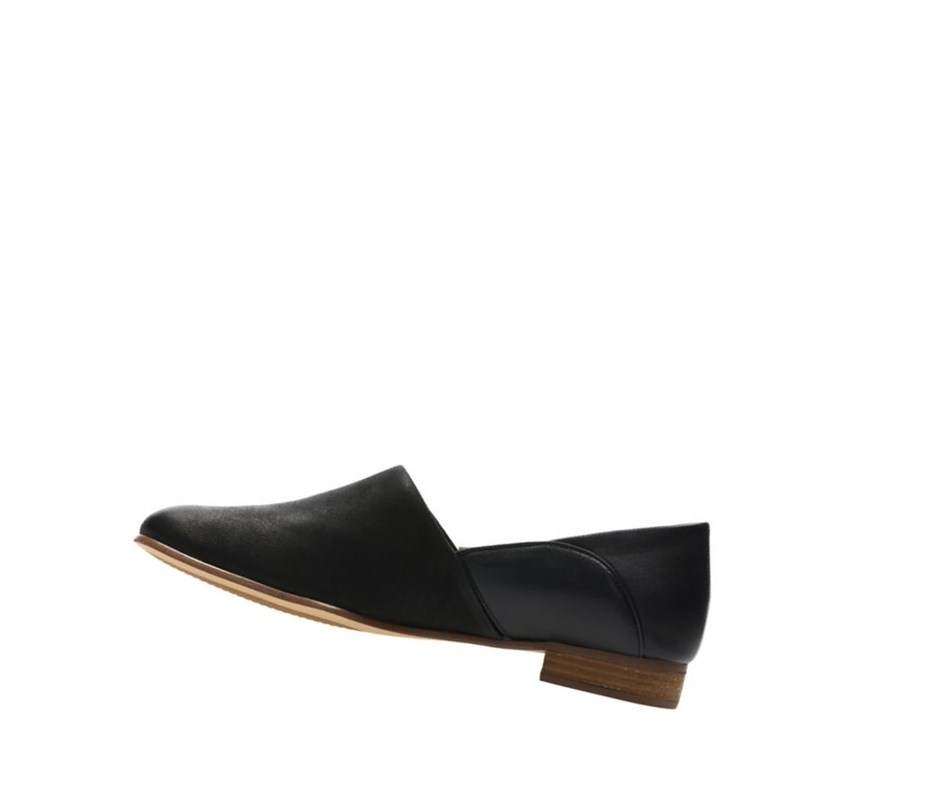 Buty Płaskie Clarks Pure Tone Slip On Skórzane Damskie Czarne | JDAWLR071