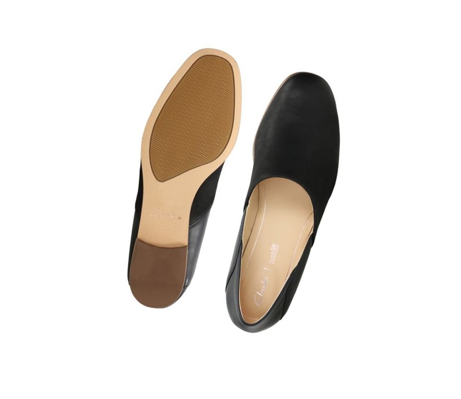 Buty Płaskie Clarks Pure Tone Slip On Skórzane Damskie Czarne | JDAWLR071