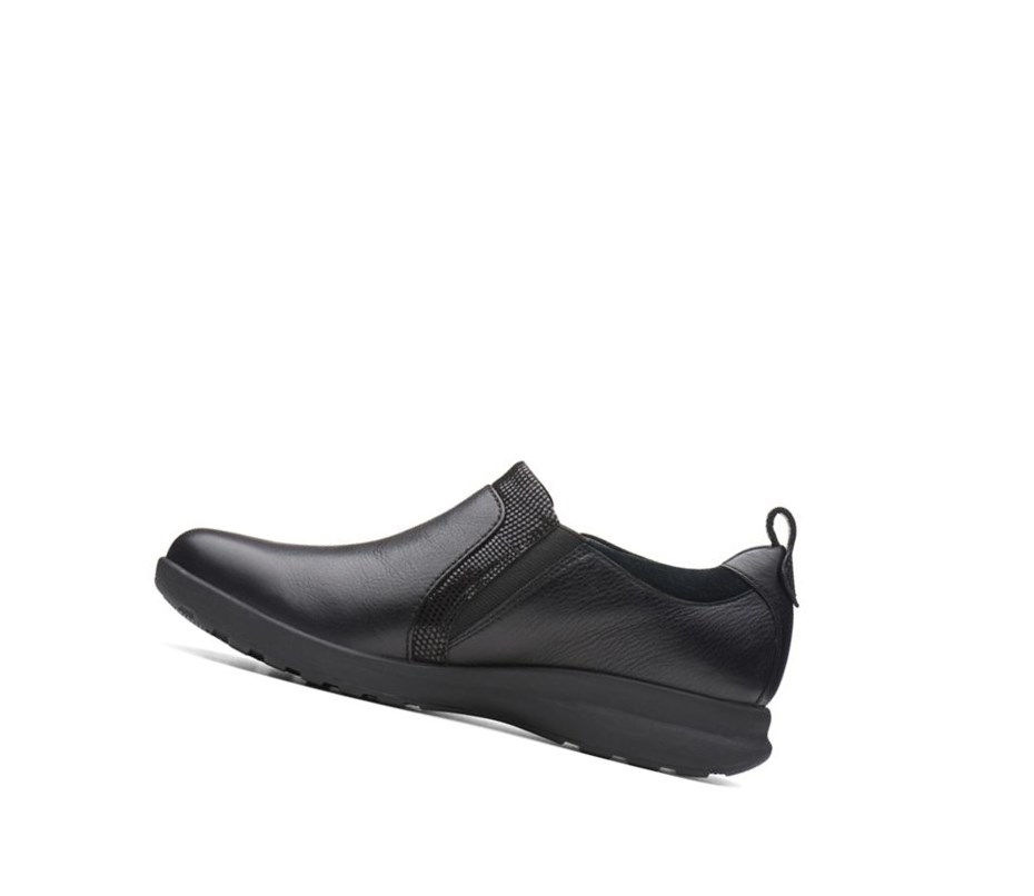 Buty Płaskie Clarks Un Adorn Zip Skórzane Damskie Czarne | BGRMVQ986