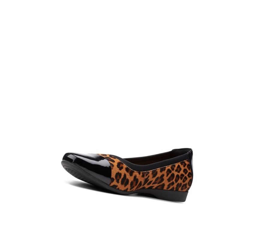 Buty Płaskie Clarks Un Darcey Cap 2 Print Pony Skórzane Damskie Panterka | QGYROZ321