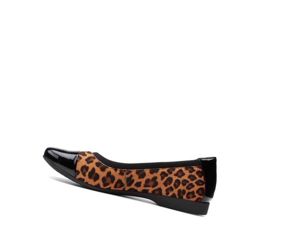 Buty Płaskie Clarks Un Darcey Cap 2 Print Pony Skórzane Damskie Panterka | QGYROZ321