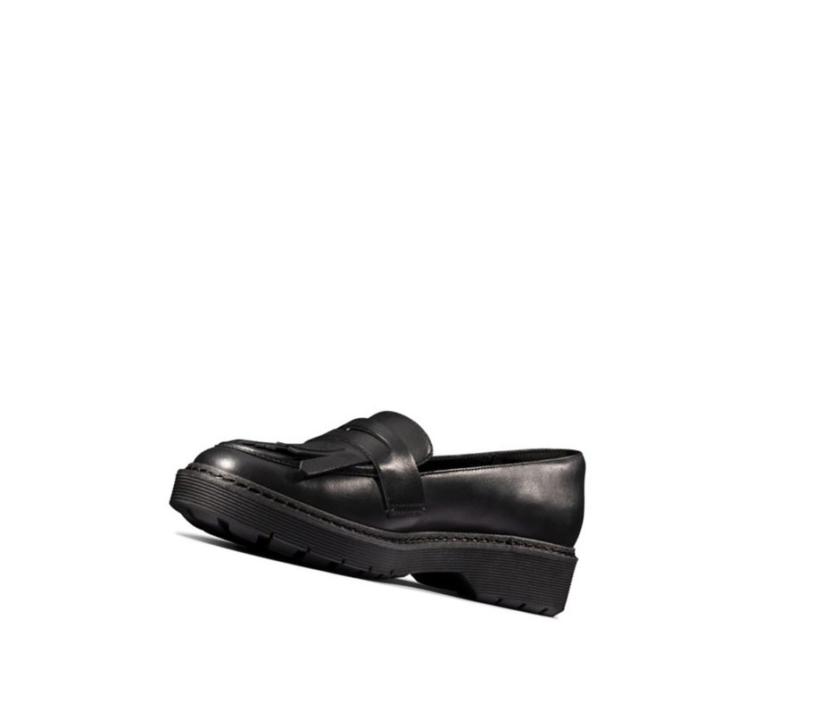 Buty Płaskie Clarks Witcombe Dawn Skórzane Damskie Czarne | DYBVGL356