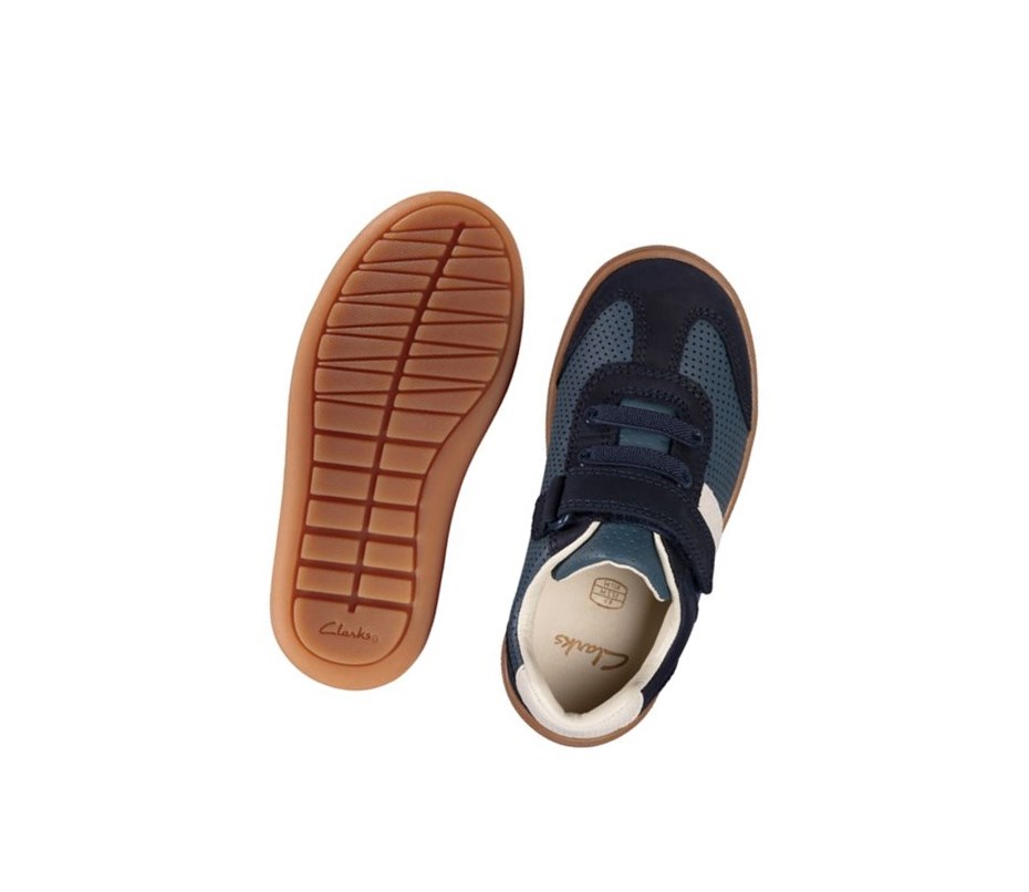 Buty Skórzane Clarks Flash Step Skórzane Chłopięce Granatowe | BJAITR762