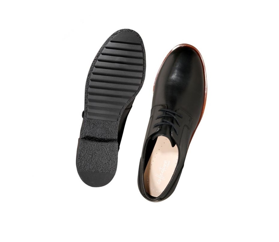 Buty Skórzane Clarks Griffin Lane Skórzane Szerokie Fit Damskie Czarne | EGCURI630