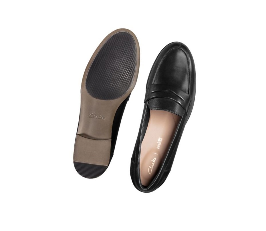 Buty Skórzane Clarks Hamble Skórzane Szerokie Fit Damskie Czarne | KHPGJO581