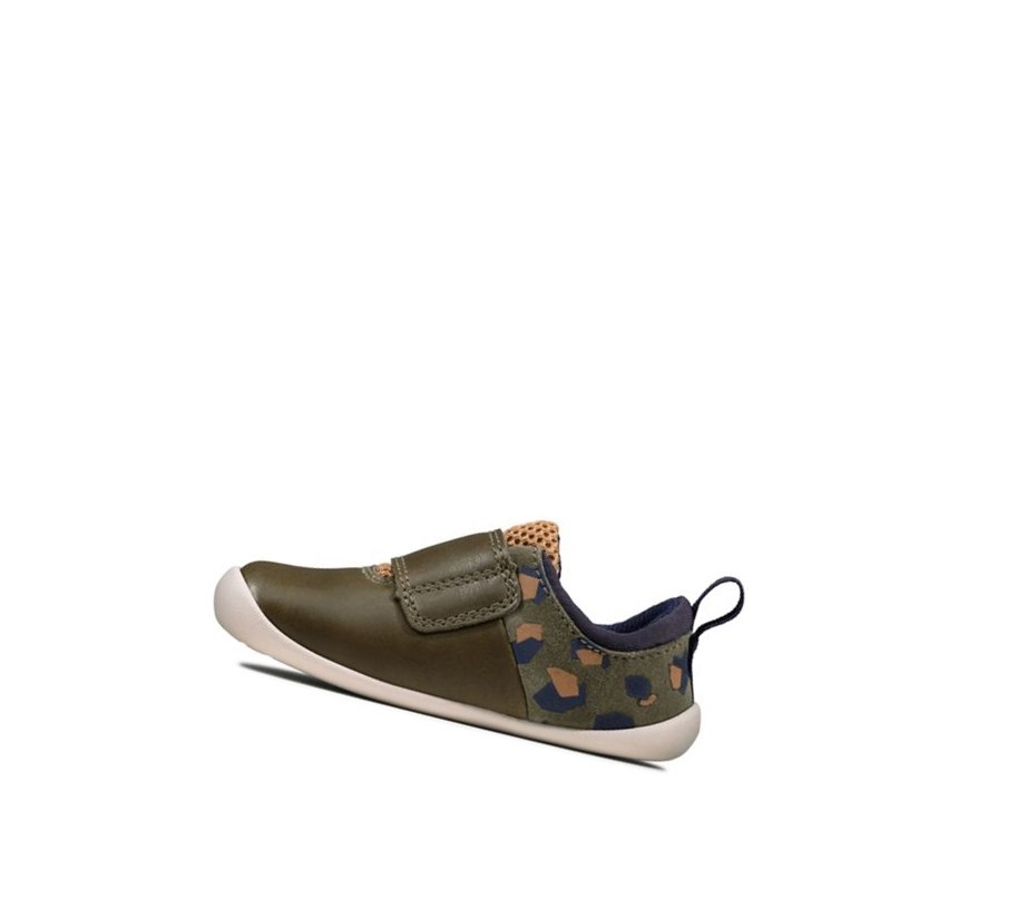 Buty Skórzane Clarks Roamer Sportowe Skórzane Chłopięce Oliwkowe Camo | CQLOMV456