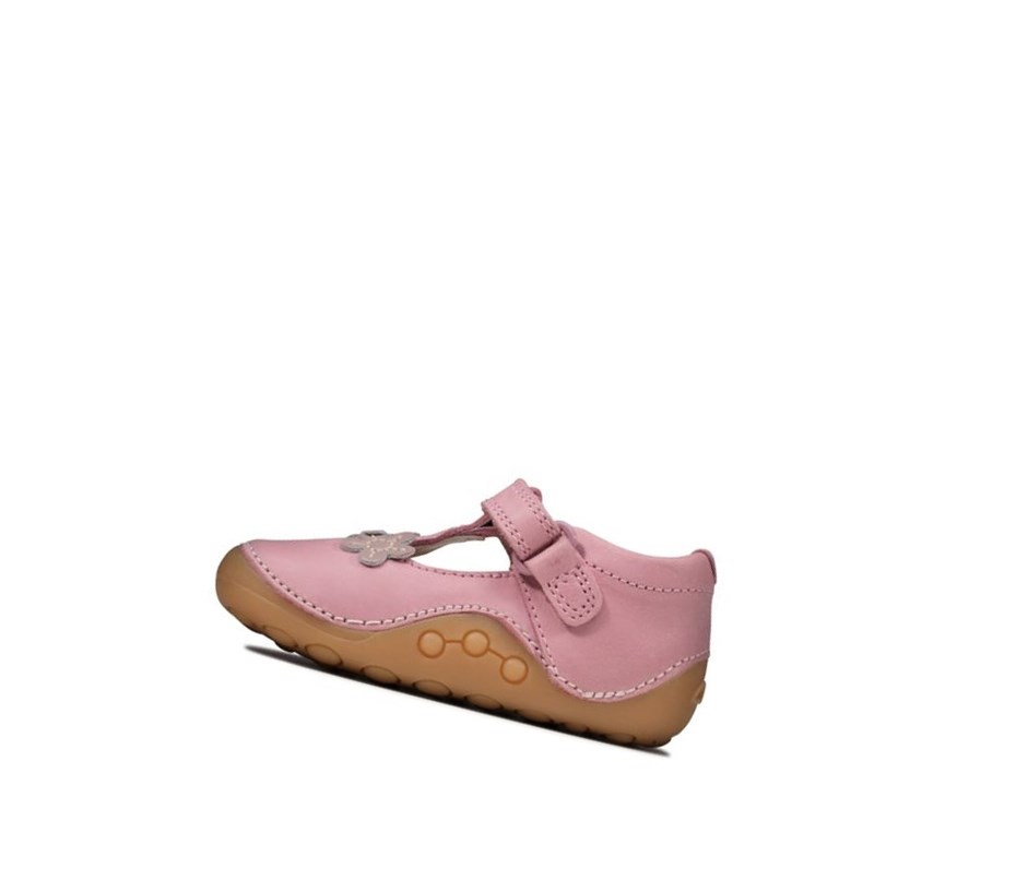 Buty Skórzane Clarks Tiny Sun Skórzane Dziewczynka Różowe | TBLAFR983