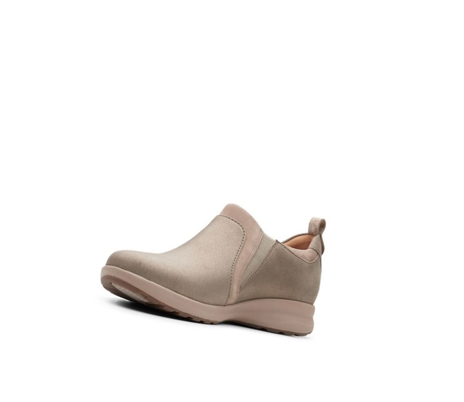 Buty Skórzane Clarks Un Adorn Zip Skórzane Szerokie Fit Damskie Beżowe | YBJWHO367