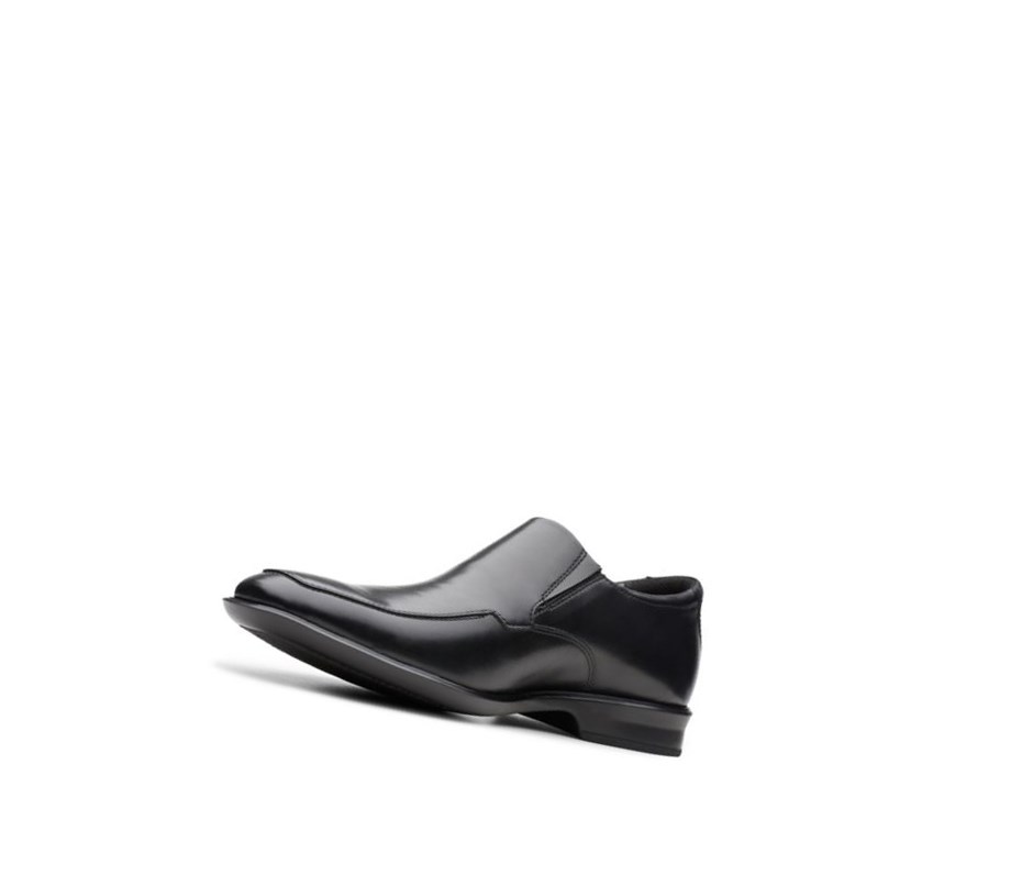 Buty Slip On Clarks Bensley Step Skórzane Męskie Czarne | HSIZXP327