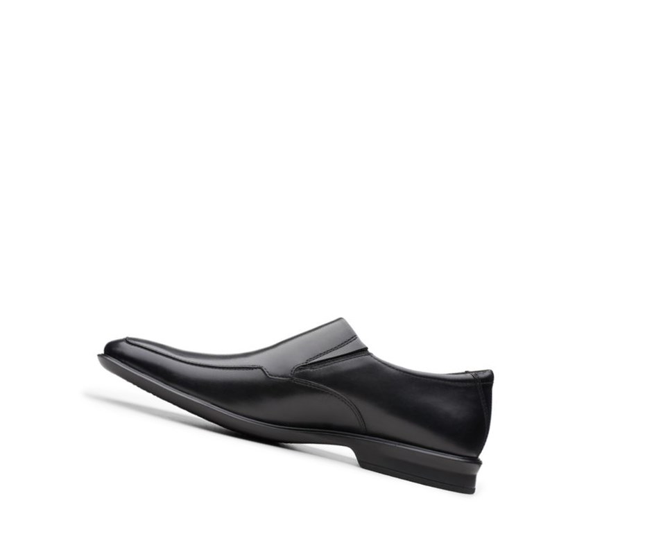 Buty Slip On Clarks Bensley Step Skórzane Męskie Czarne | HSIZXP327