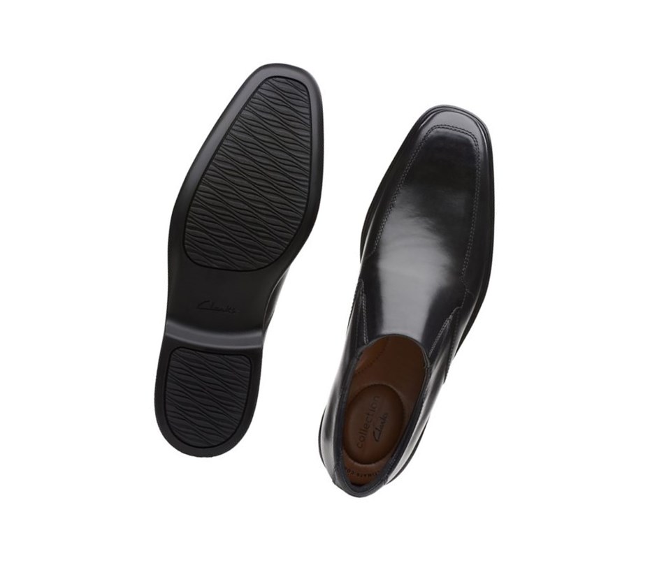 Buty Slip On Clarks Bensley Step Skórzane Męskie Czarne | HSIZXP327