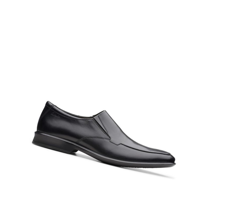 Buty Slip On Clarks Bensley Step Skórzane Męskie Czarne | HSIZXP327