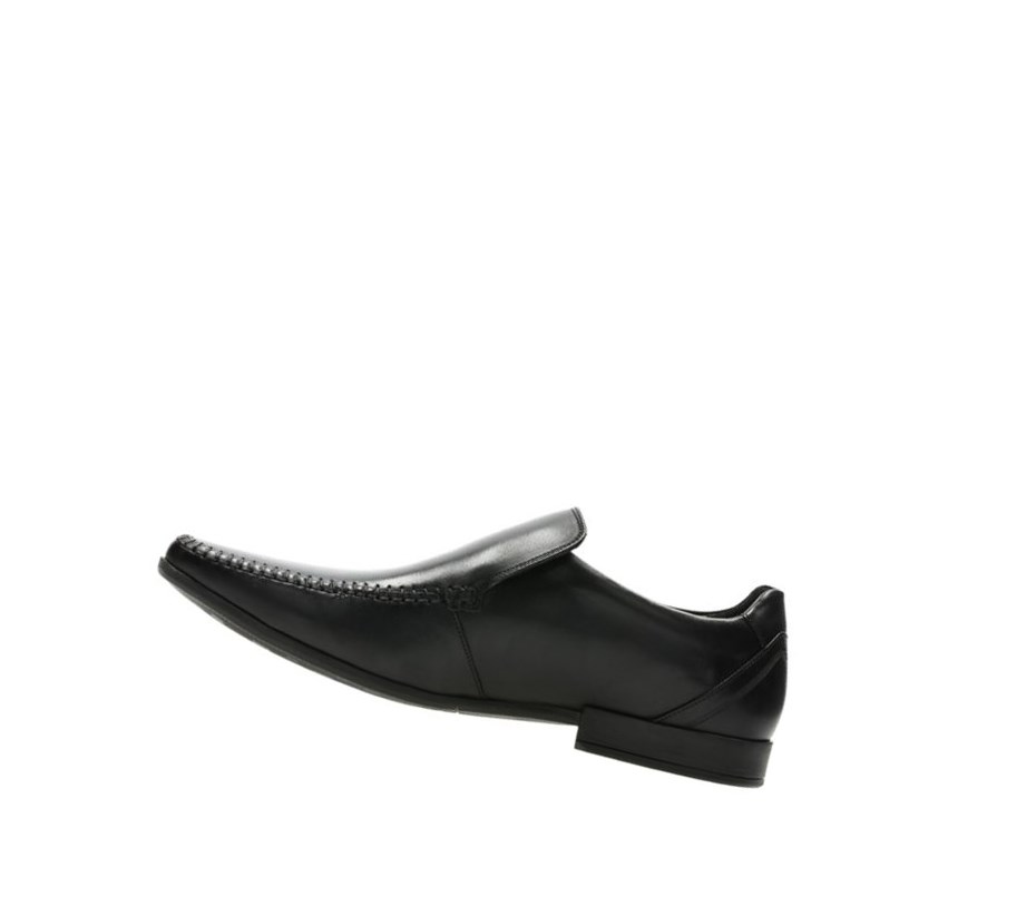 Buty Slip On Clarks Glement Seam Skórzane Męskie Czarne | DNVYZS981