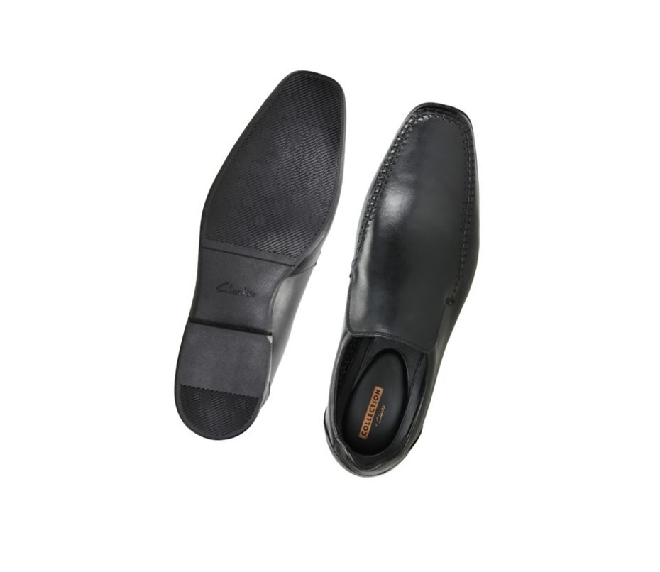 Buty Slip On Clarks Glement Seam Skórzane Męskie Czarne | DNVYZS981