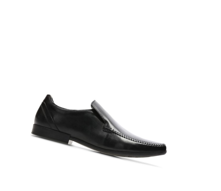 Buty Slip On Clarks Glement Seam Skórzane Męskie Czarne | KFGIVQ470