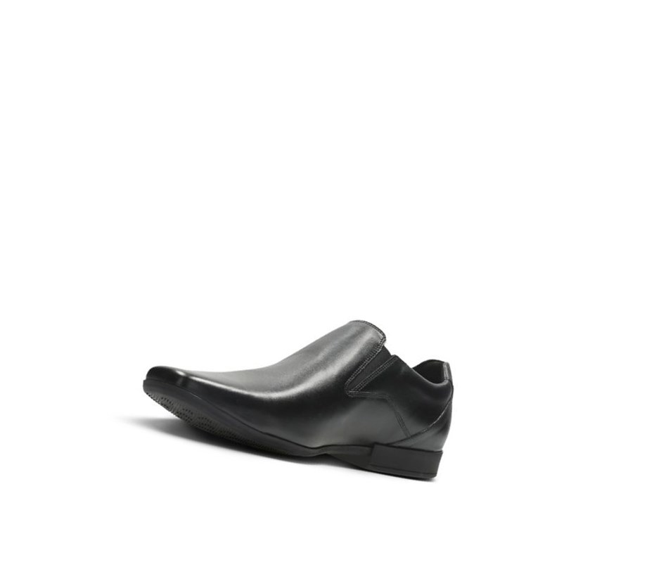 Buty Slip On Clarks Glement Slip Skórzane Męskie Czarne | WFEZDQ146