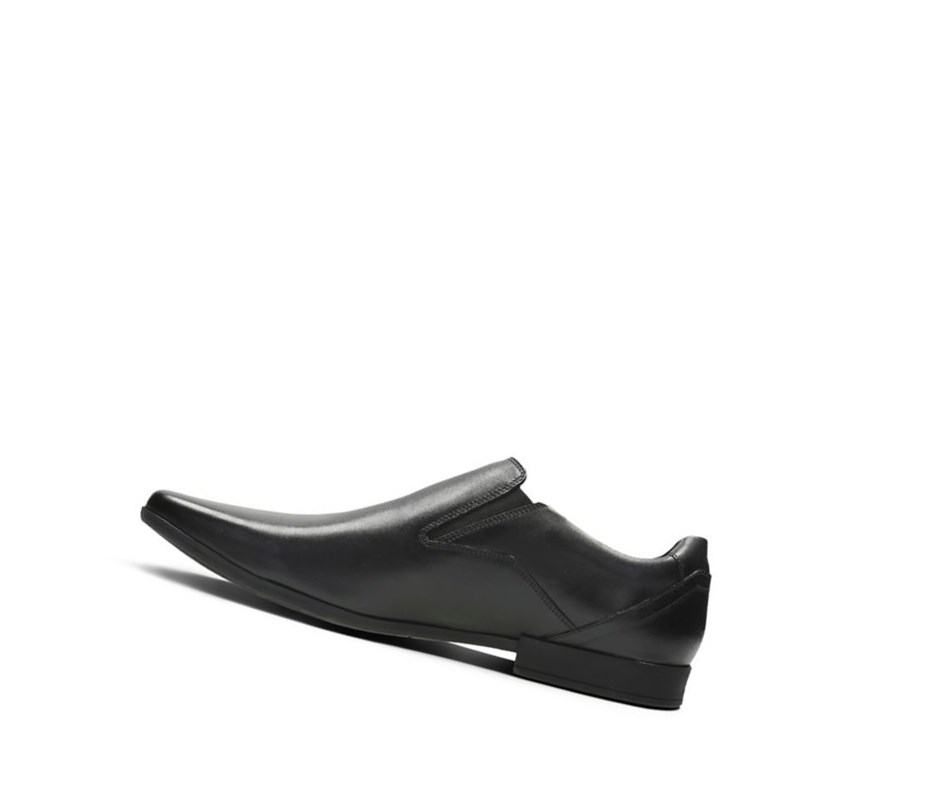 Buty Slip On Clarks Glement Slip Skórzane Męskie Czarne | WFEZDQ146