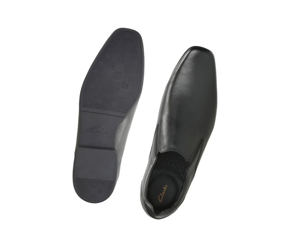 Buty Slip On Clarks Glement Slip Skórzane Męskie Czarne | WFEZDQ146