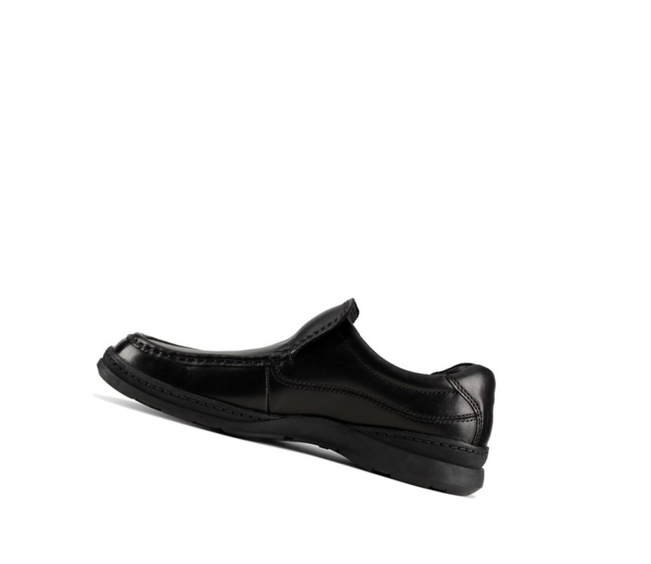 Buty Slip On Clarks Line Free Skórzane Męskie Czarne | AEZMJW384