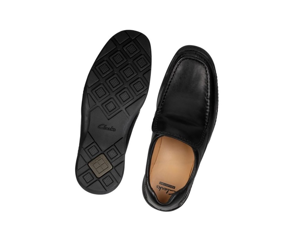 Buty Slip On Clarks Line Free Skórzane Męskie Czarne | AEZMJW384