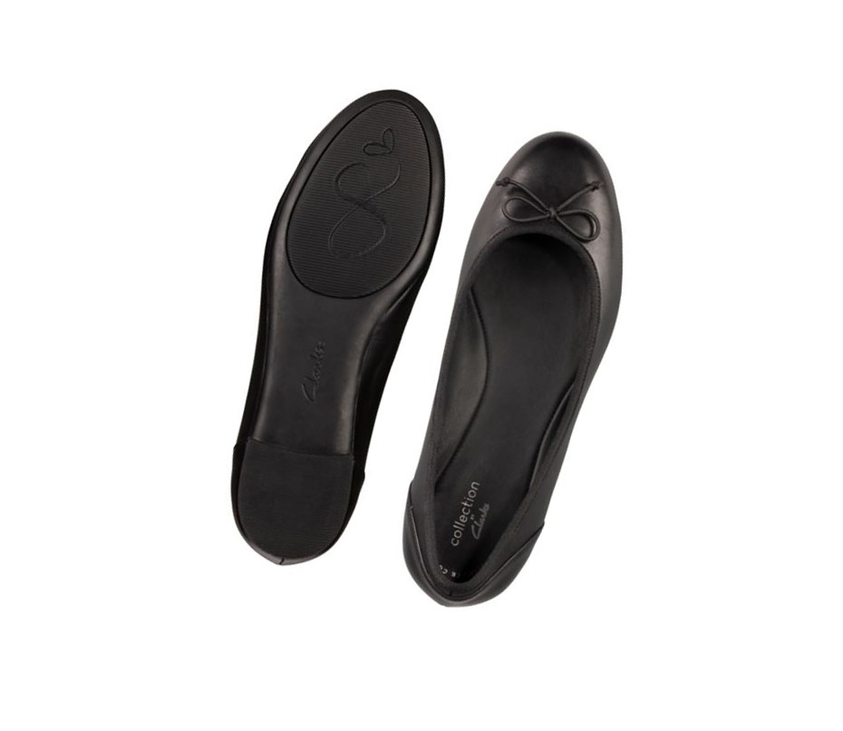 Buty Slip On Clarks Patale Skórzane Szerokie Fit Damskie Czarne | NXOGMY520