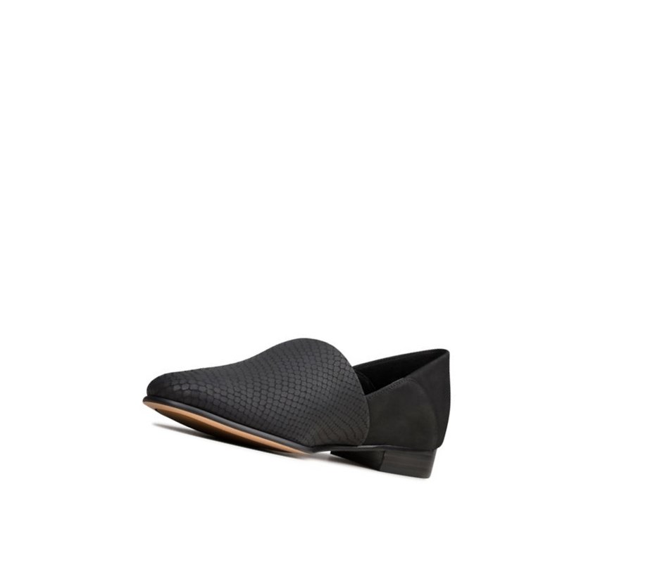 Buty Slip On Clarks Pure Tone Skórzane Damskie Czarne Wąż | CJPSMI081