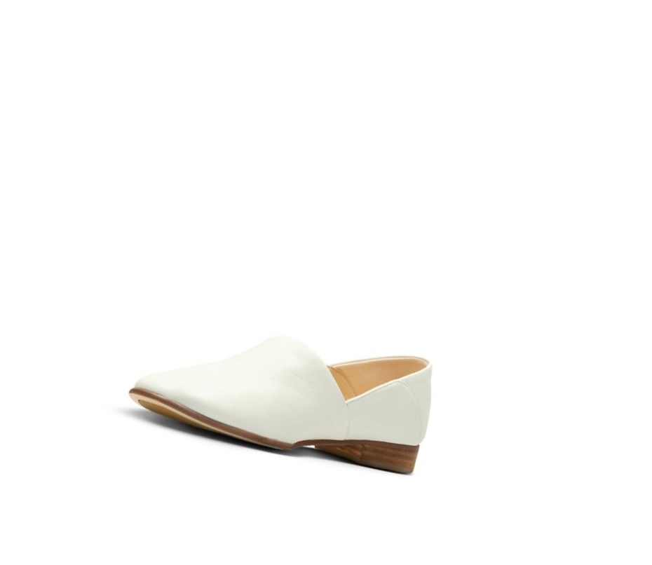 Buty Slip On Clarks Pure Tone Skórzane Damskie Białe | KFCMRJ702