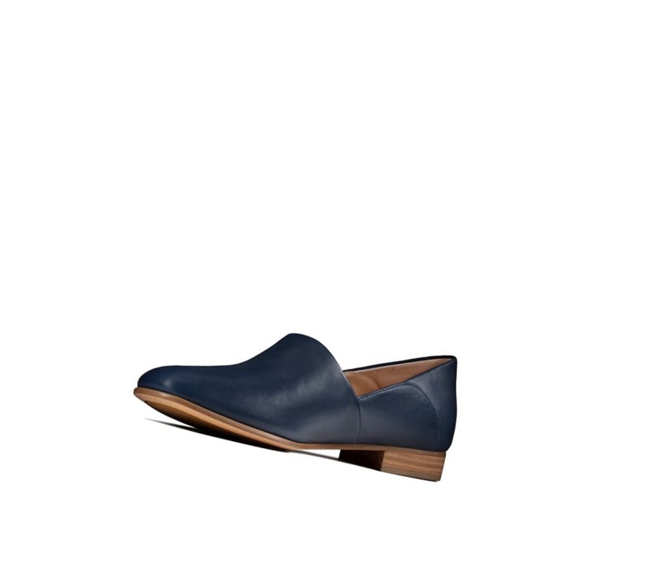 Buty Slip On Clarks Pure Tone Skórzane Damskie Granatowe | ULHEQI503