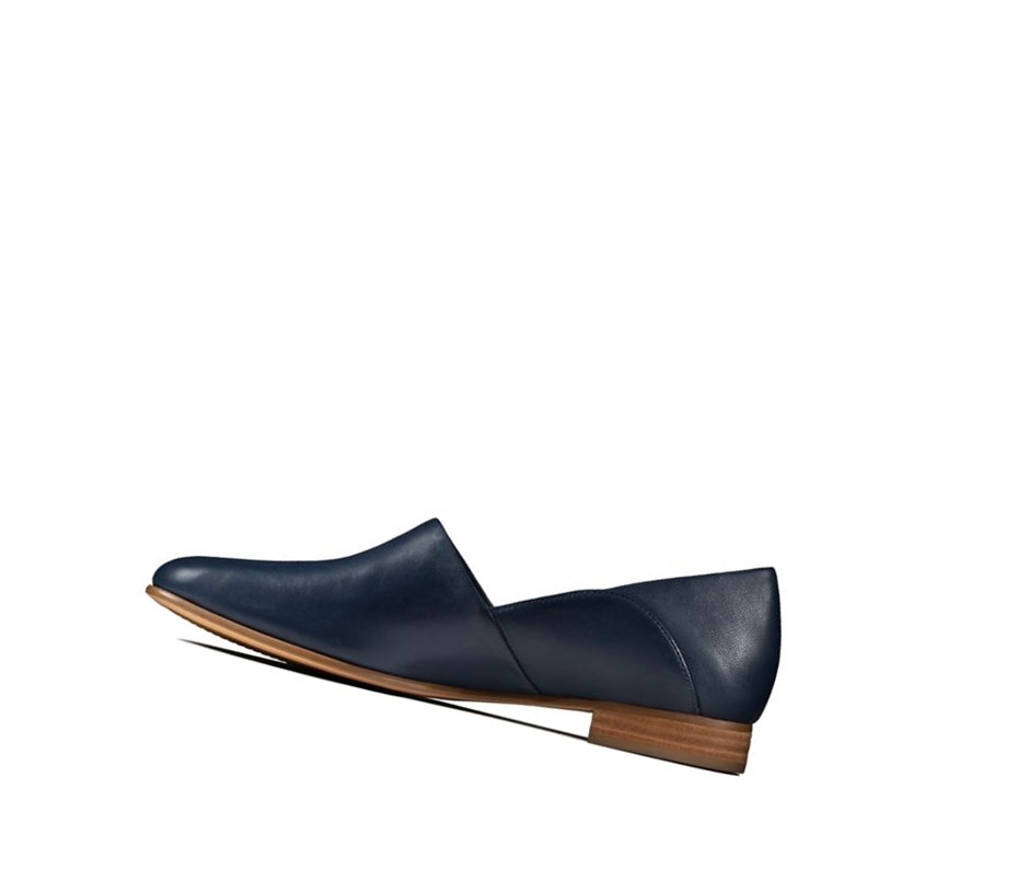 Buty Slip On Clarks Pure Tone Skórzane Damskie Granatowe | ULHEQI503