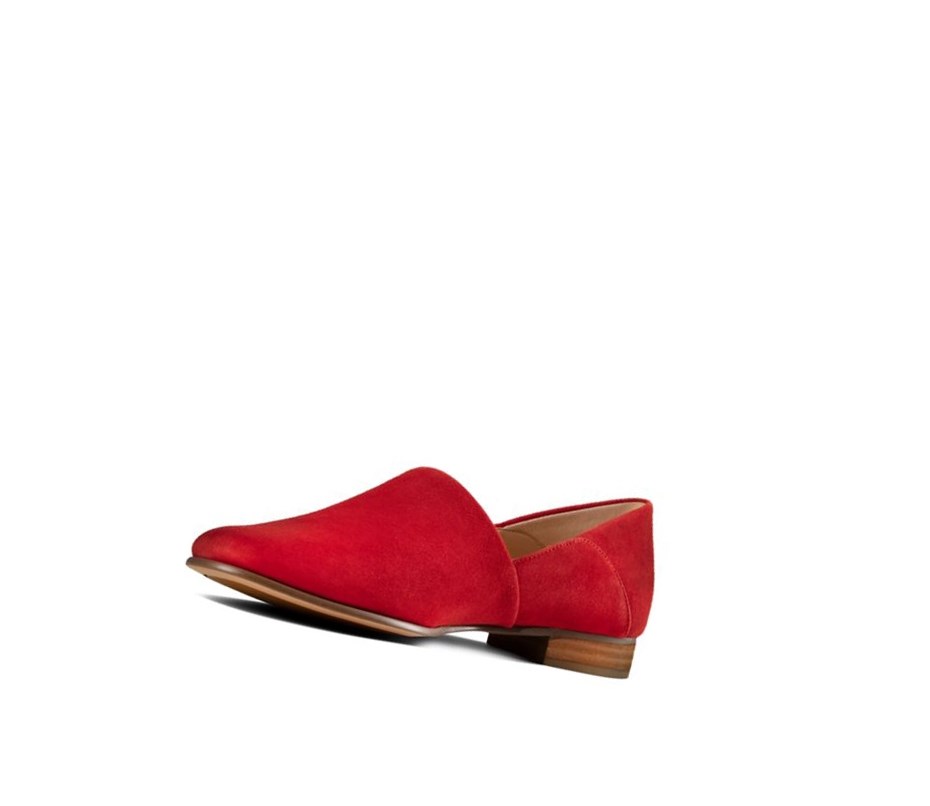 Buty Slip On Clarks Pure Tone Zamszowe Szerokie Fit Damskie Czerwone | EYKUQV435