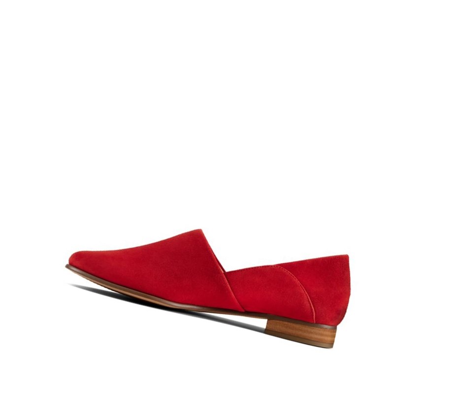 Buty Slip On Clarks Pure Tone Zamszowe Szerokie Fit Damskie Czerwone | EYKUQV435