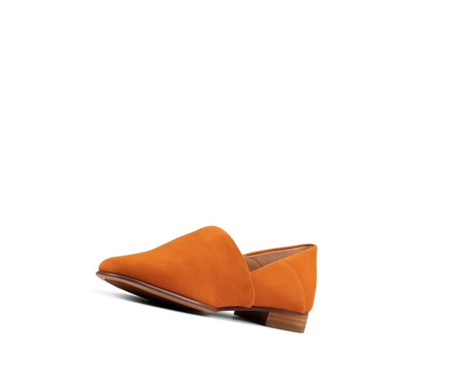 Buty Slip On Clarks Pure Tone Zamszowe Szerokie Fit Damskie Pomarańczowe | QSMDJN491