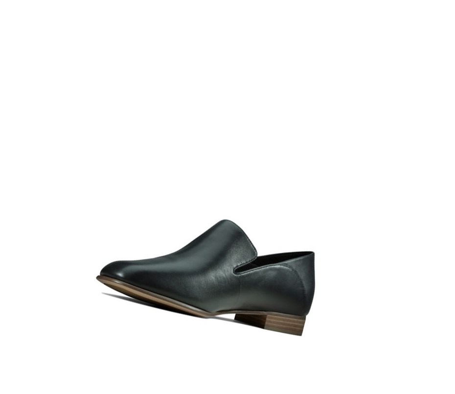 Buty Slip On Clarks Pure Viola Skórzane Damskie Czarne | ZIBAGV258