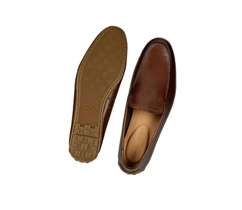 Buty Slip On Clarks Reazor Plain Skórzane Męskie Brązowe | CXZPAN938