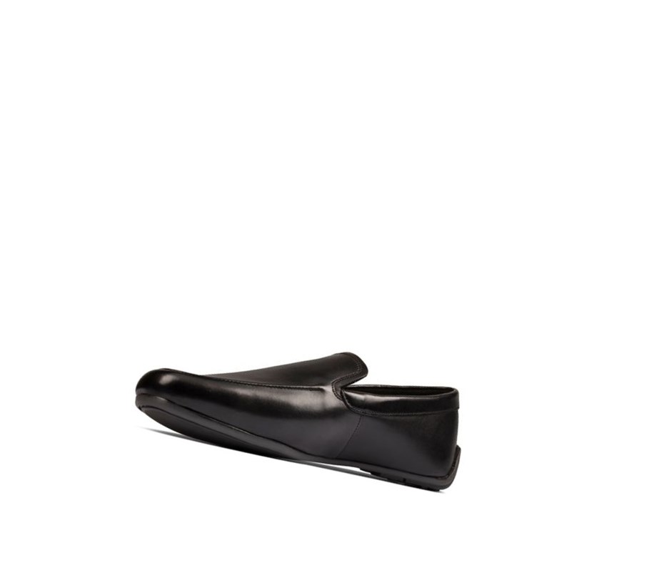 Buty Slip On Clarks Reazor Plain Skórzane Męskie Czarne | HYJVEF367