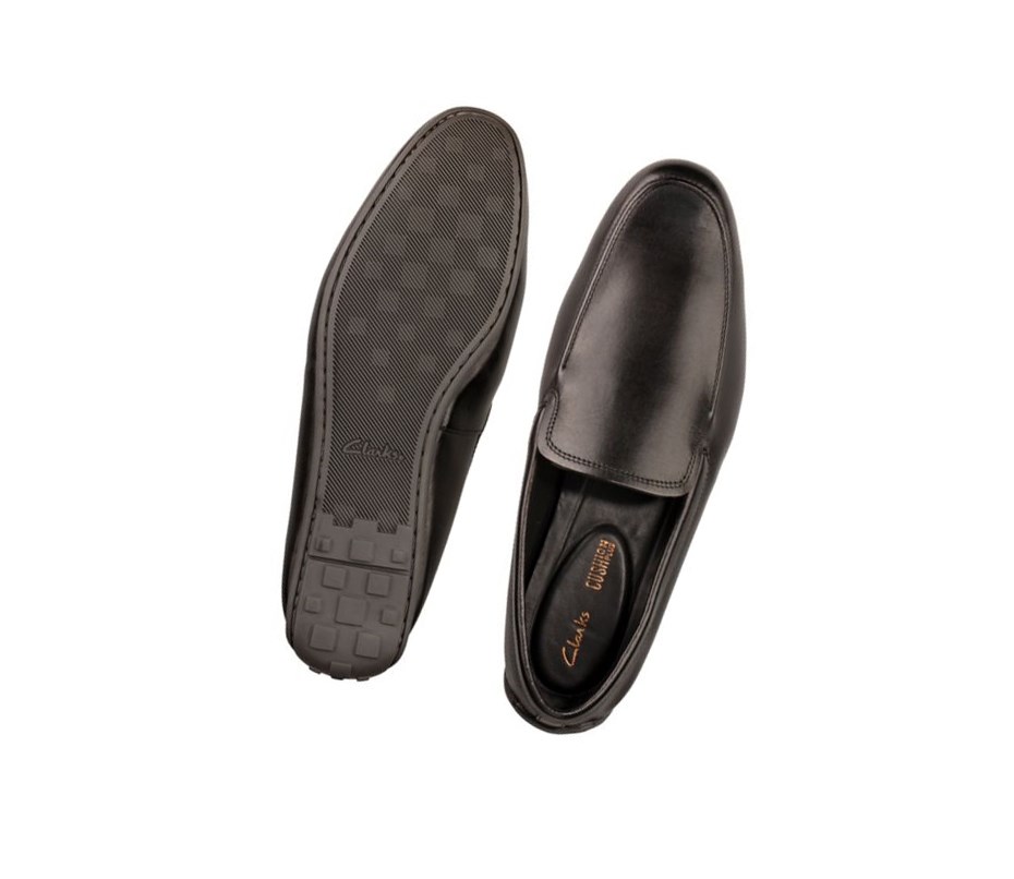 Buty Slip On Clarks Reazor Plain Skórzane Męskie Czarne | HYJVEF367