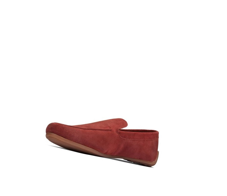 Buty Slip On Clarks Reazor Plain Zamszowe Męskie Czerwone | WSTUCA961