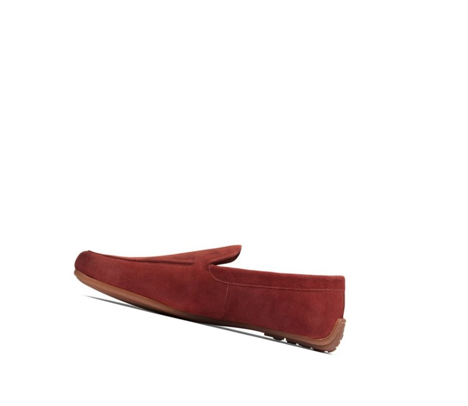 Buty Slip On Clarks Reazor Plain Zamszowe Męskie Czerwone | WSTUCA961