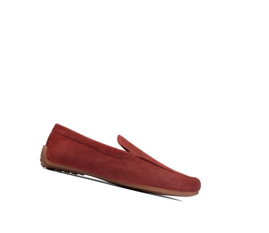 Buty Slip On Clarks Reazor Plain Zamszowe Męskie Czerwone | WSTUCA961