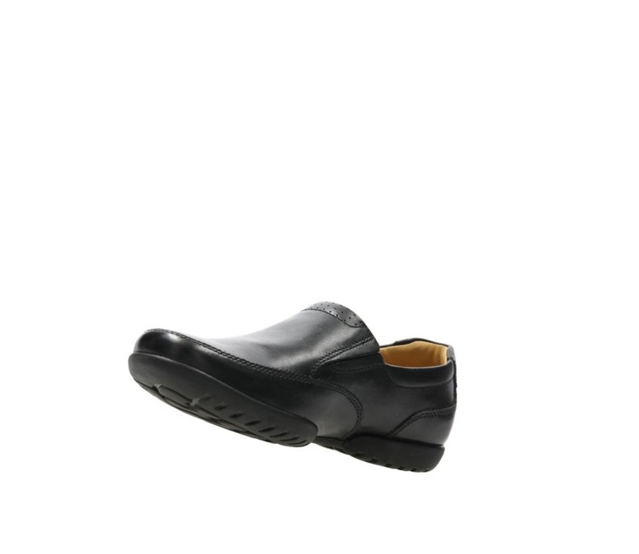 Buty Slip On Clarks Recline Free Skórzane Męskie Czarne | HJRSFM934