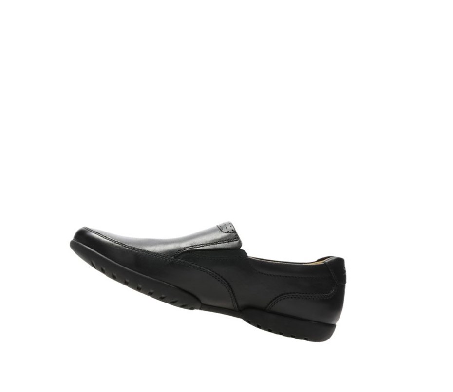 Buty Slip On Clarks Recline Free Skórzane Męskie Czarne | HJRSFM934