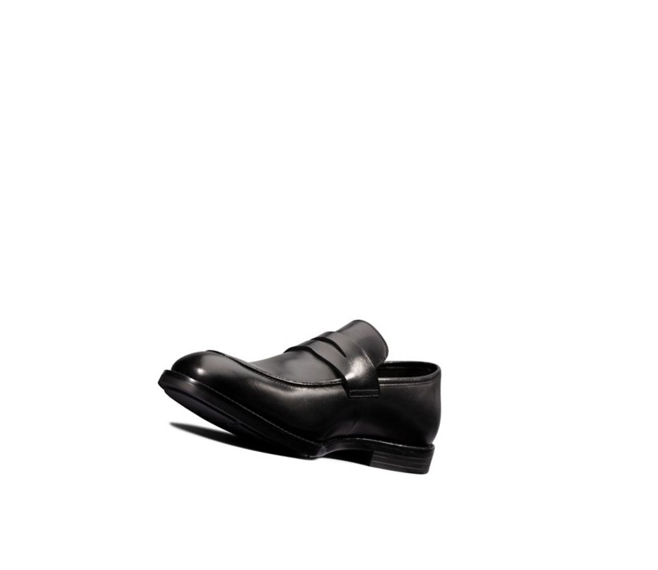 Buty Slip On Clarks Ronnie Step Skórzane Męskie Czarne | EASDJN839