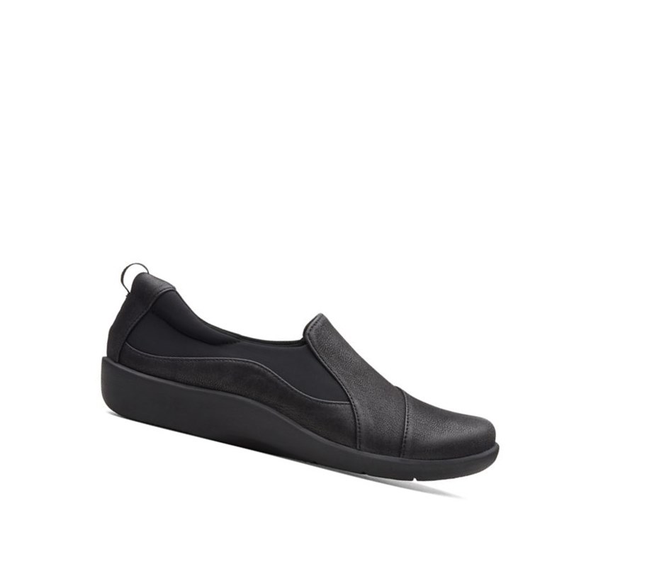 Buty Slip On Clarks Sillian Paz Szerokie Fit Damskie Czarne | ZEROFL205