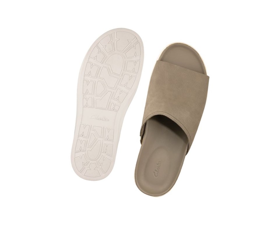 Buty Slip On Clarks Sunder Klapki Nubuck Skórzane Męskie Oliwkowe | FJCHKD684