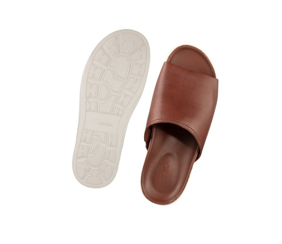 Buty Slip On Clarks Sunder Klapki Skórzane Męskie Brązowe | MPVSBX108