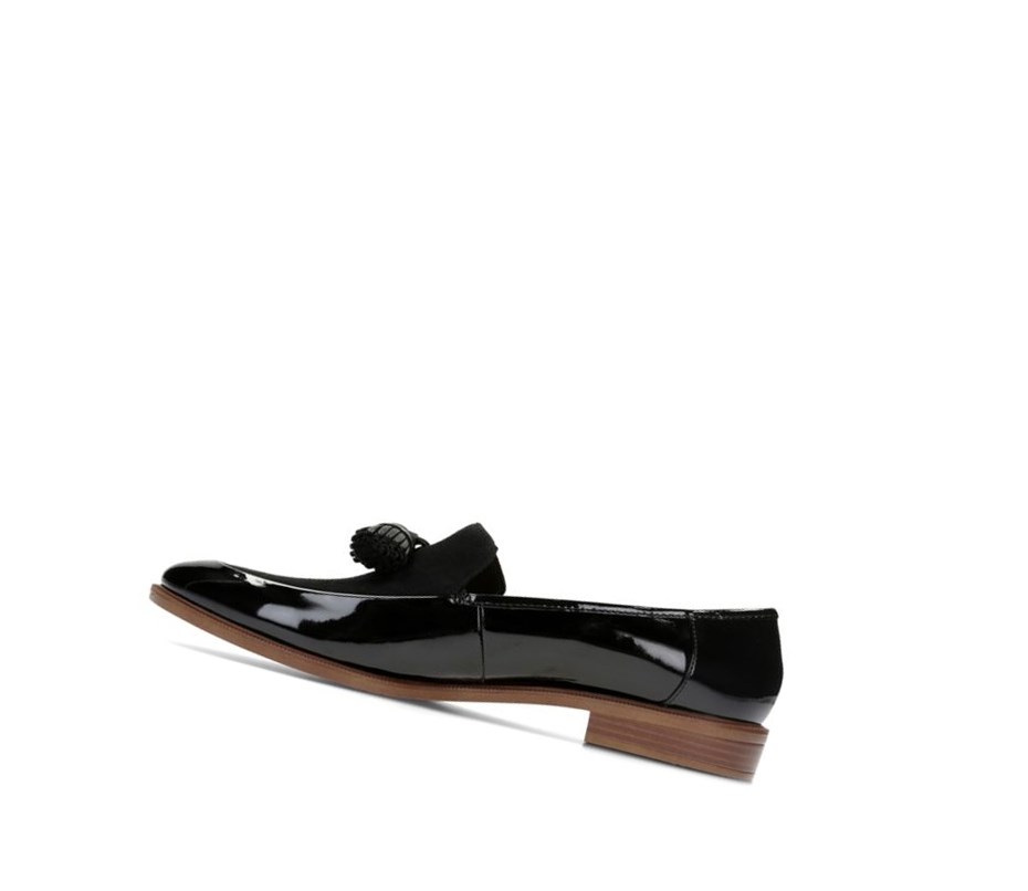 Buty Slip On Clarks Taylor Spring Lakierowana Zamszowe Damskie Czarne | CHVPEF096