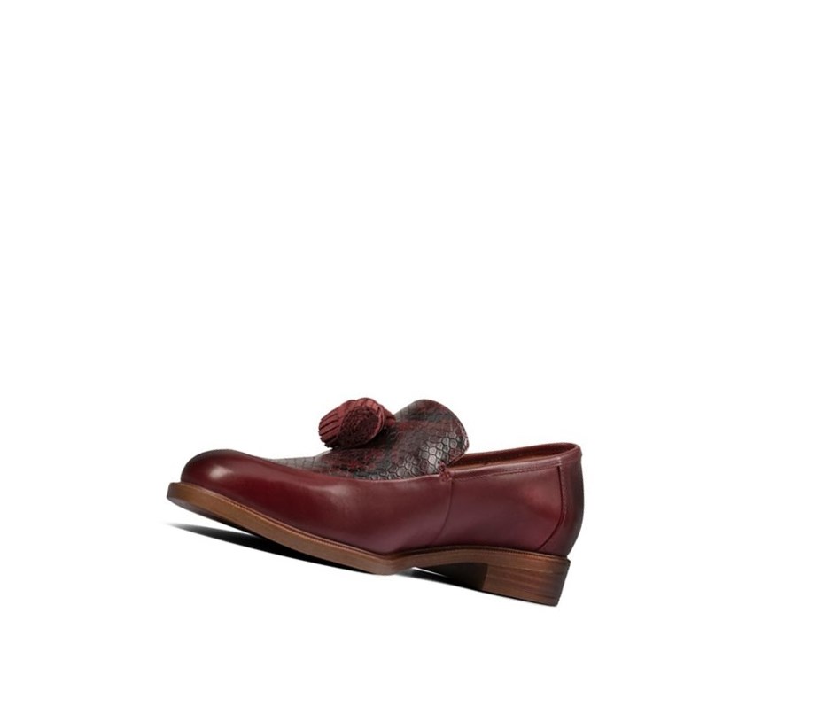 Buty Slip On Clarks Taylor Spring Skórzane Szerokie Fit Damskie Jasny Czerwone | FXONUG062