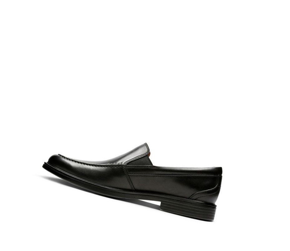 Buty Slip On Clarks Un Aldric Slip Skórzane Szerokie Fit Męskie Czarne | RVYXPE356